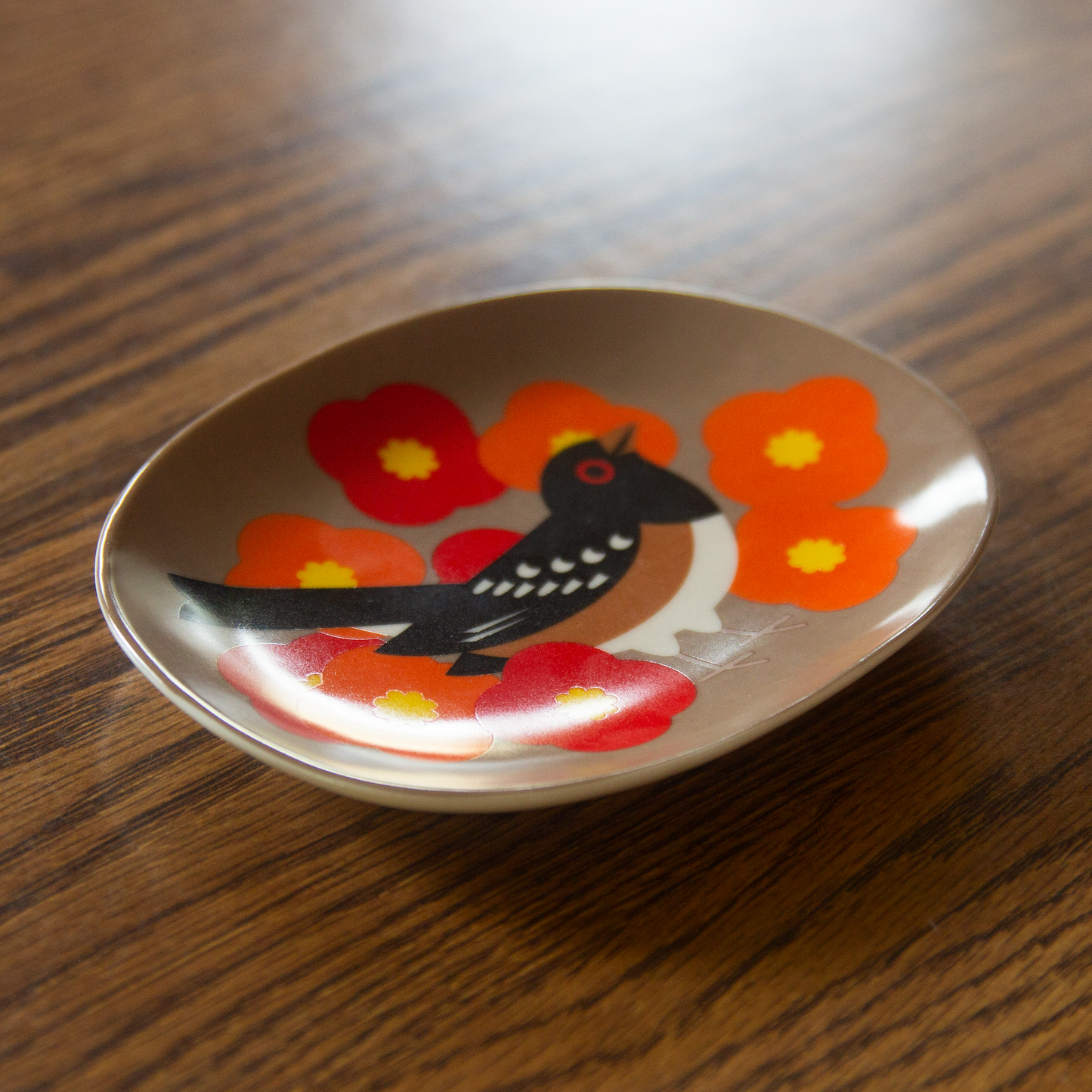 Spotted Towhee with Poppies Tray (Preorder)