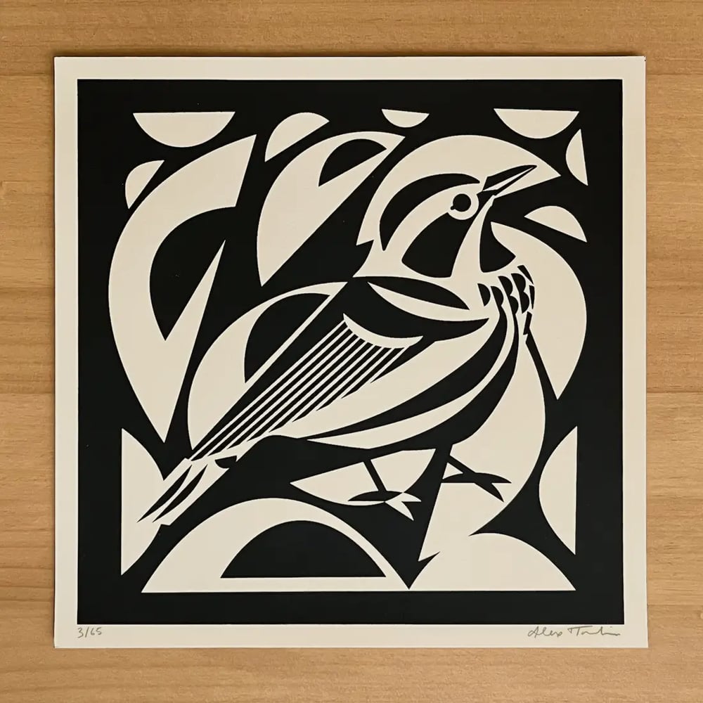 Black-and-white Warbler Silkscreen Print