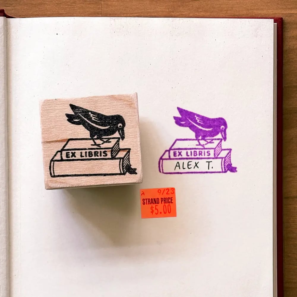 “Ex Libris” Corvid Rubber Stamp