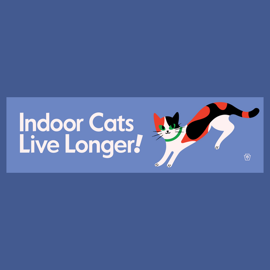 “Indoor Cats Live Longer!” Bumper Sticker (Preorder)