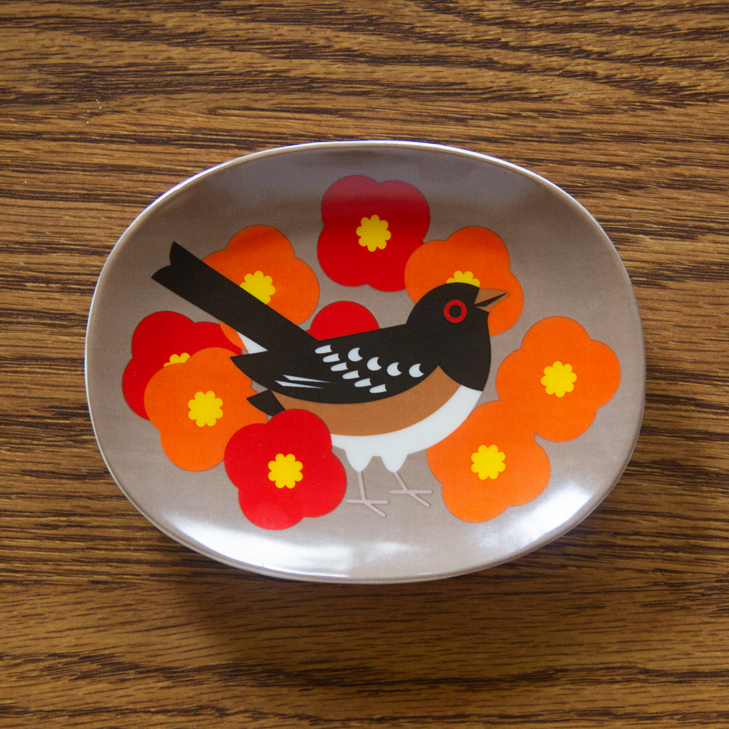 Spotted Towhee with Poppies Tray (Preorder)
